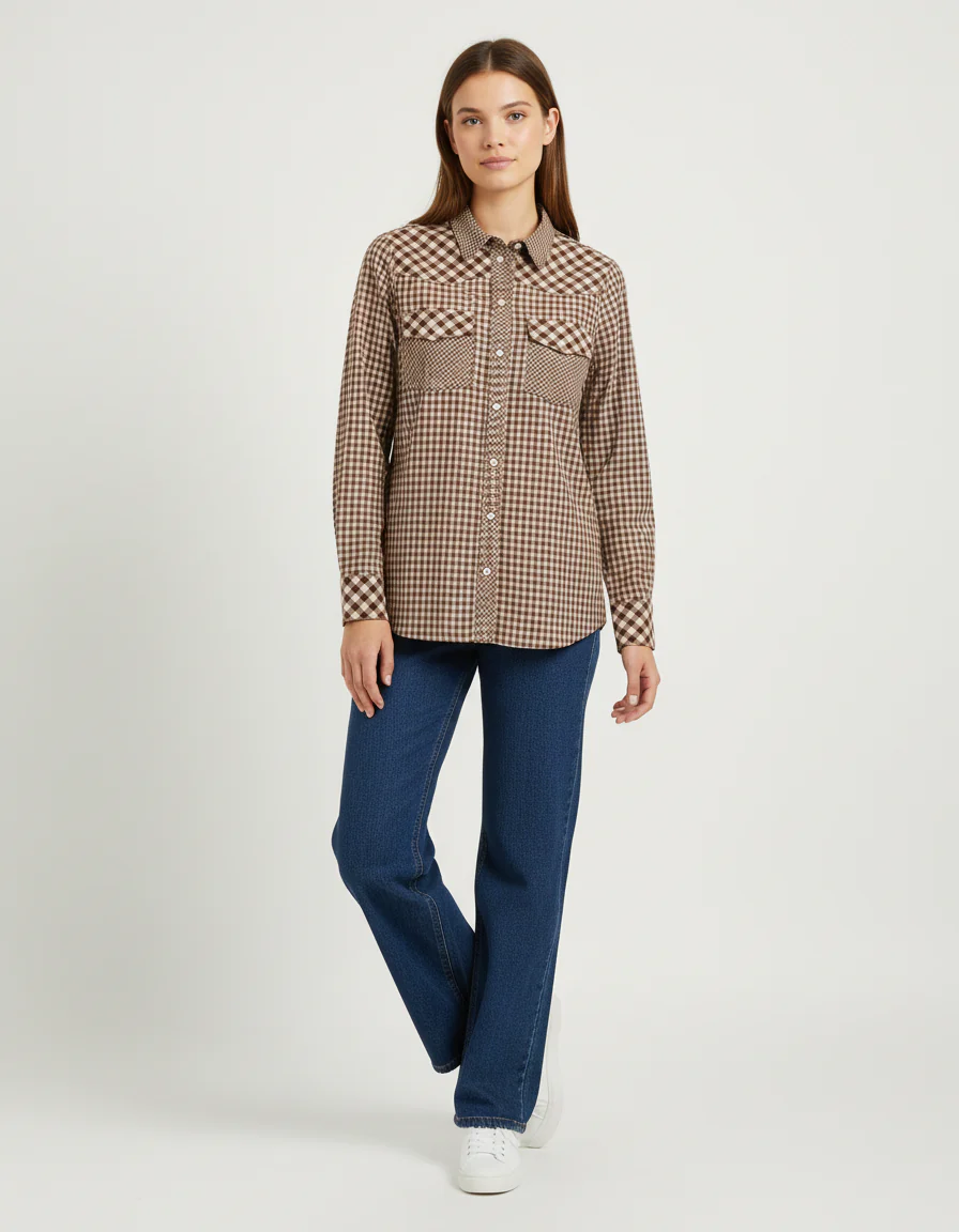 Chemise à carreaux marrons - 36