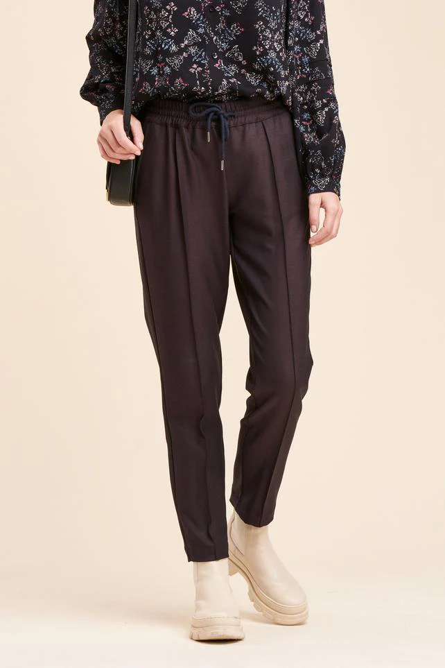 Pantalon pied de puce taille élastiquée - 42