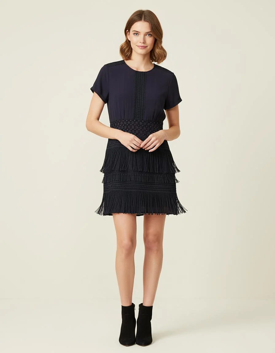 Robe À Franges Avec Broderies - Taille S/36