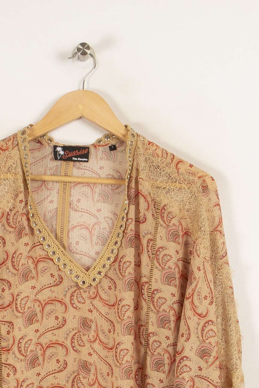 Blouse beige à motifs - Taille L/40 - Image 2