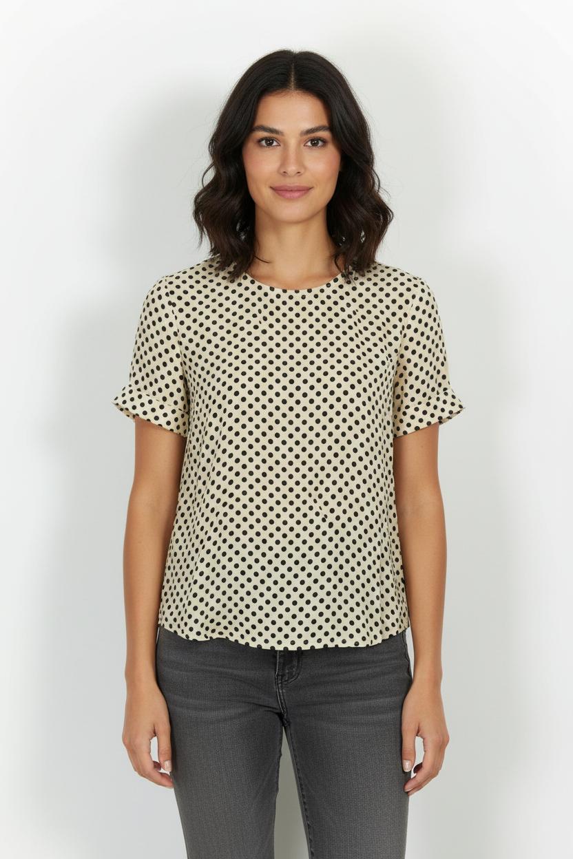 Blouse Beige et Noire - Taille M/38