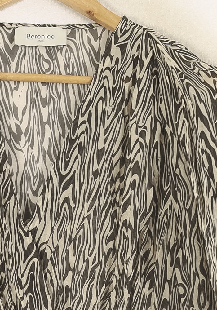 Blouse Beige et Noire - Taille S/36 - Image 3