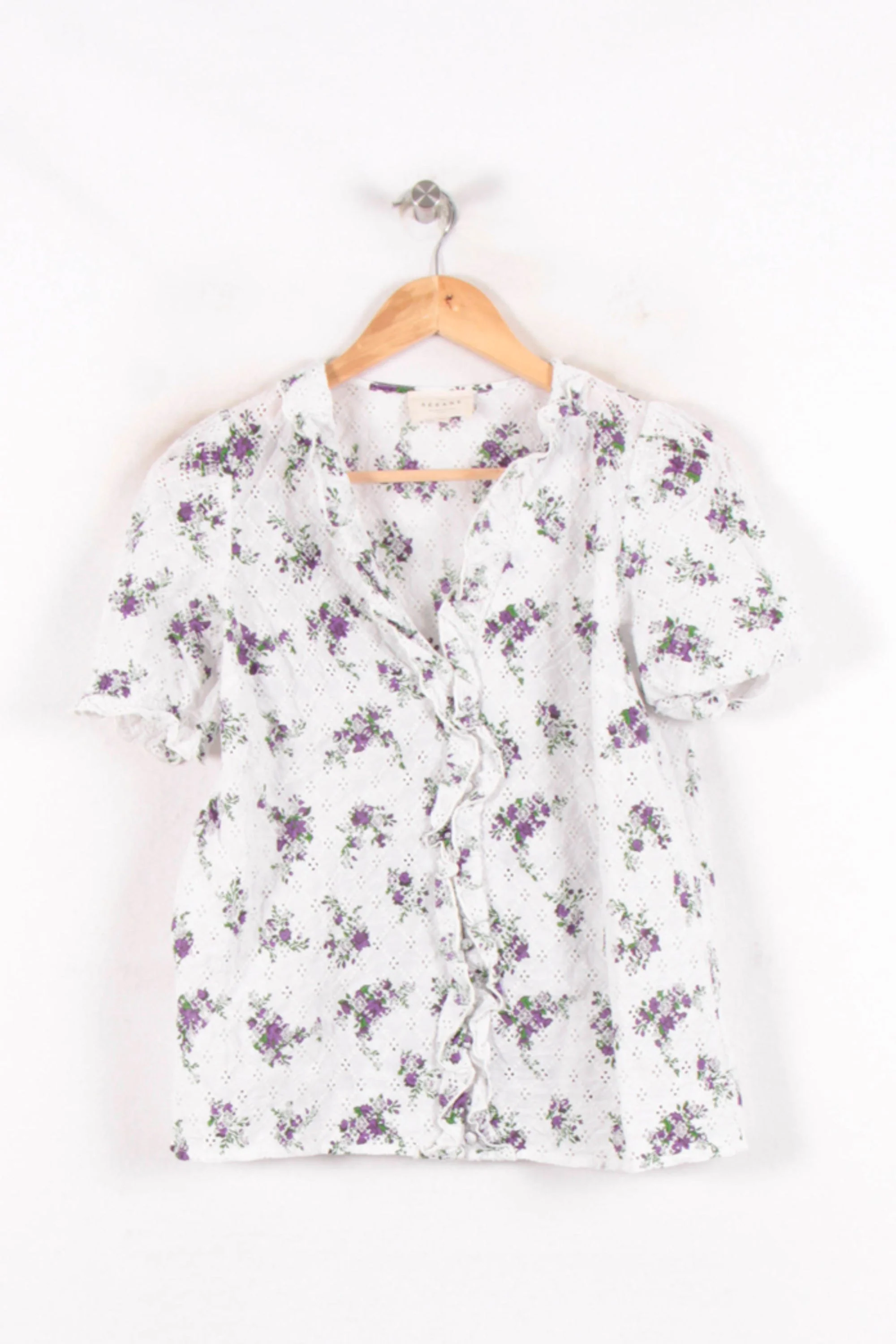 Blouse Blanche et Violette - Taille S/36 - Image 2