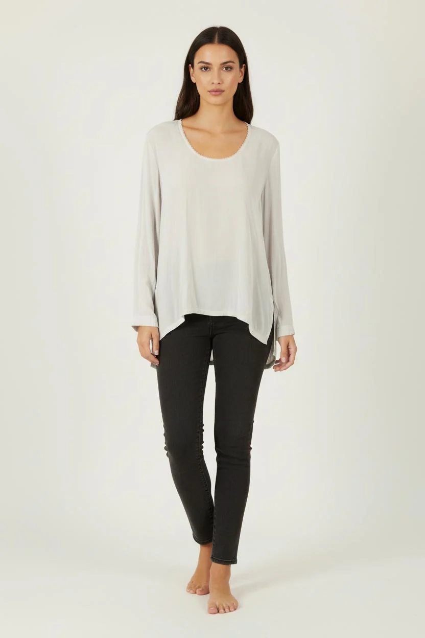Blouse blanche/grise - Taille M/38