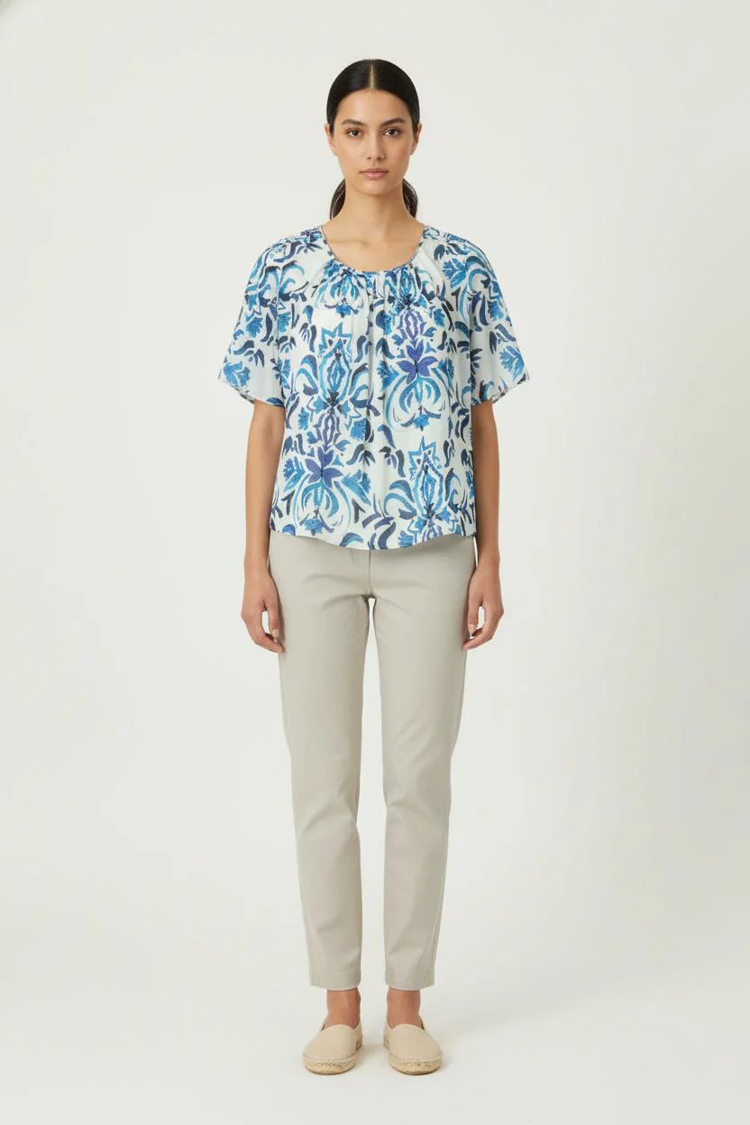 Blouse Bleu et Blanc - Taille M/38