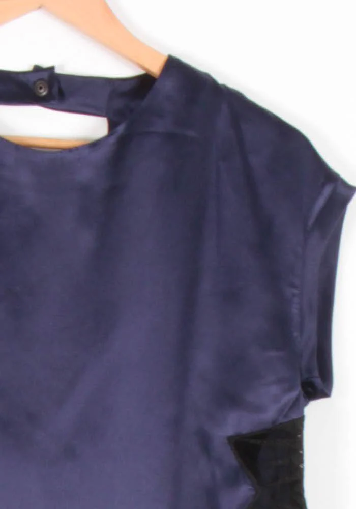Blouse Bleu et Noir - Taille S/36 - Image 3