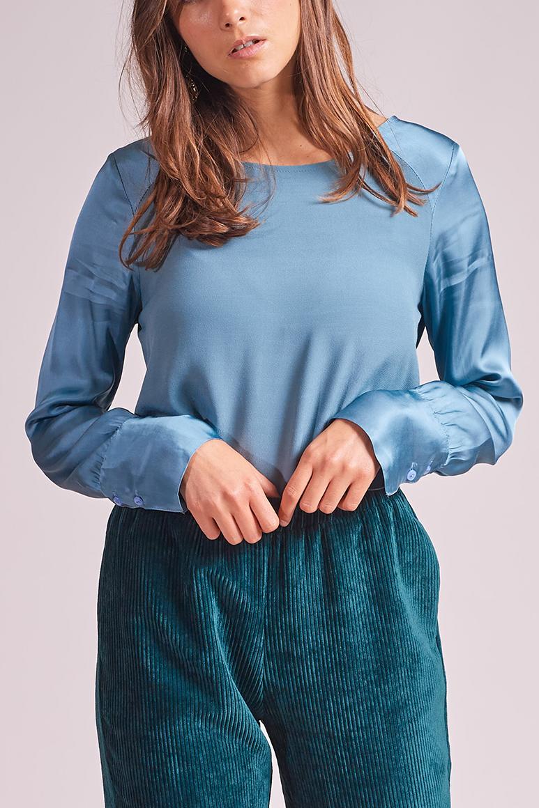 Blouse bleu longue manche - S/36