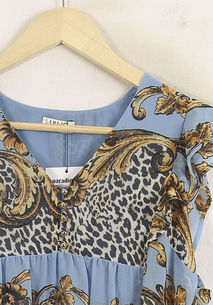 Blouse Bleue et Beige - Taille L/40 - Image 3