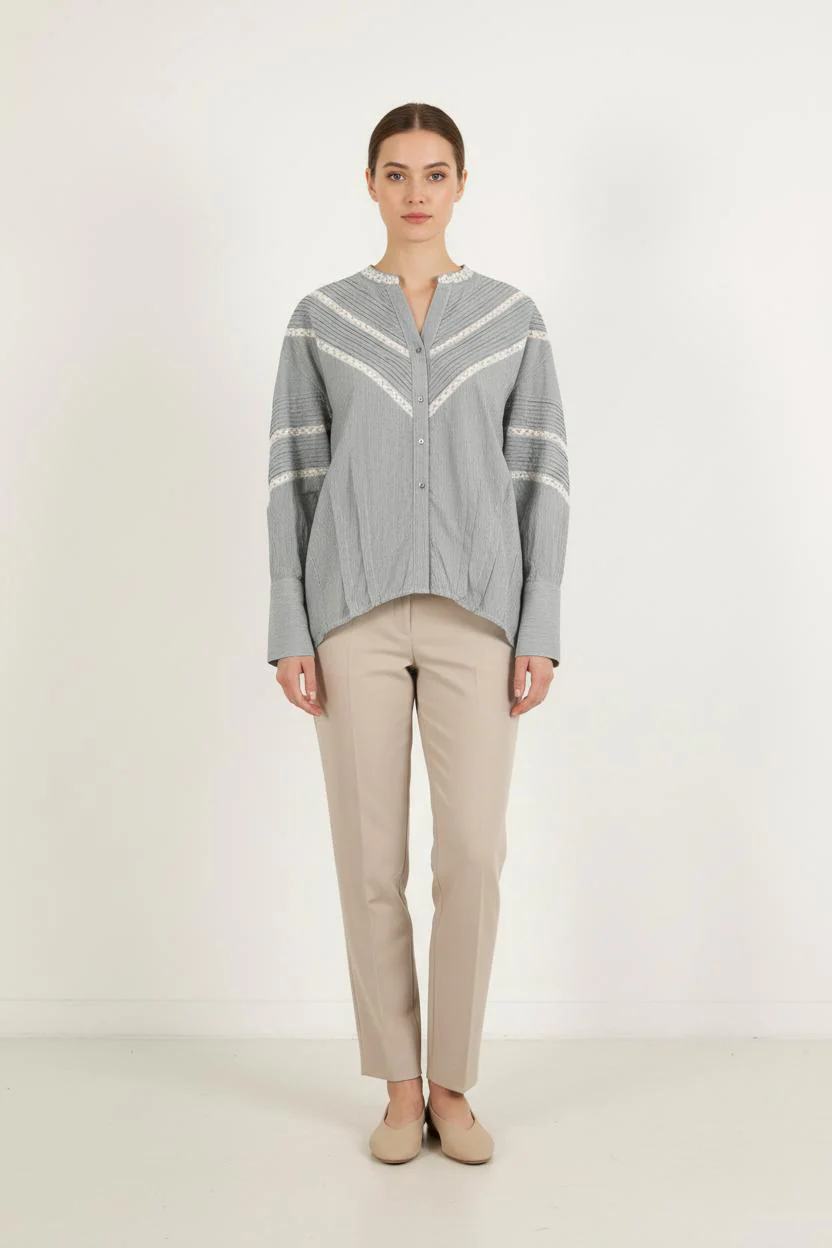 Blouse Bleue et Blanche - Taille S/36