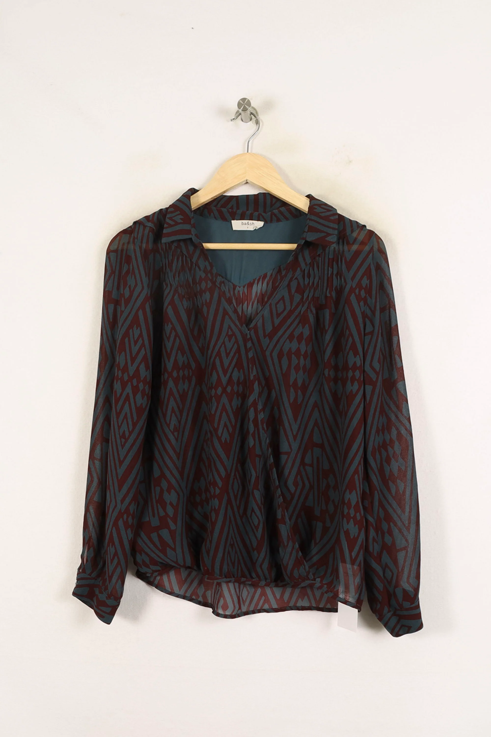 Blouse Bleue et Bordeaux - Taille S/36 - Image 2