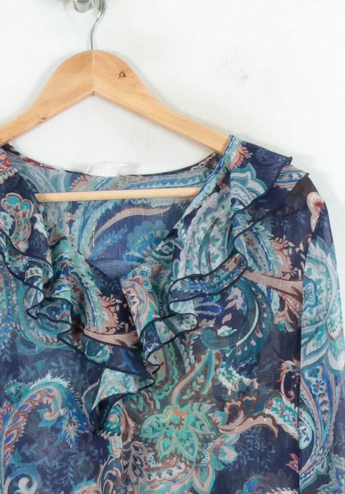 Blouse Bleue et Verte - Taille L/40 - Image 3