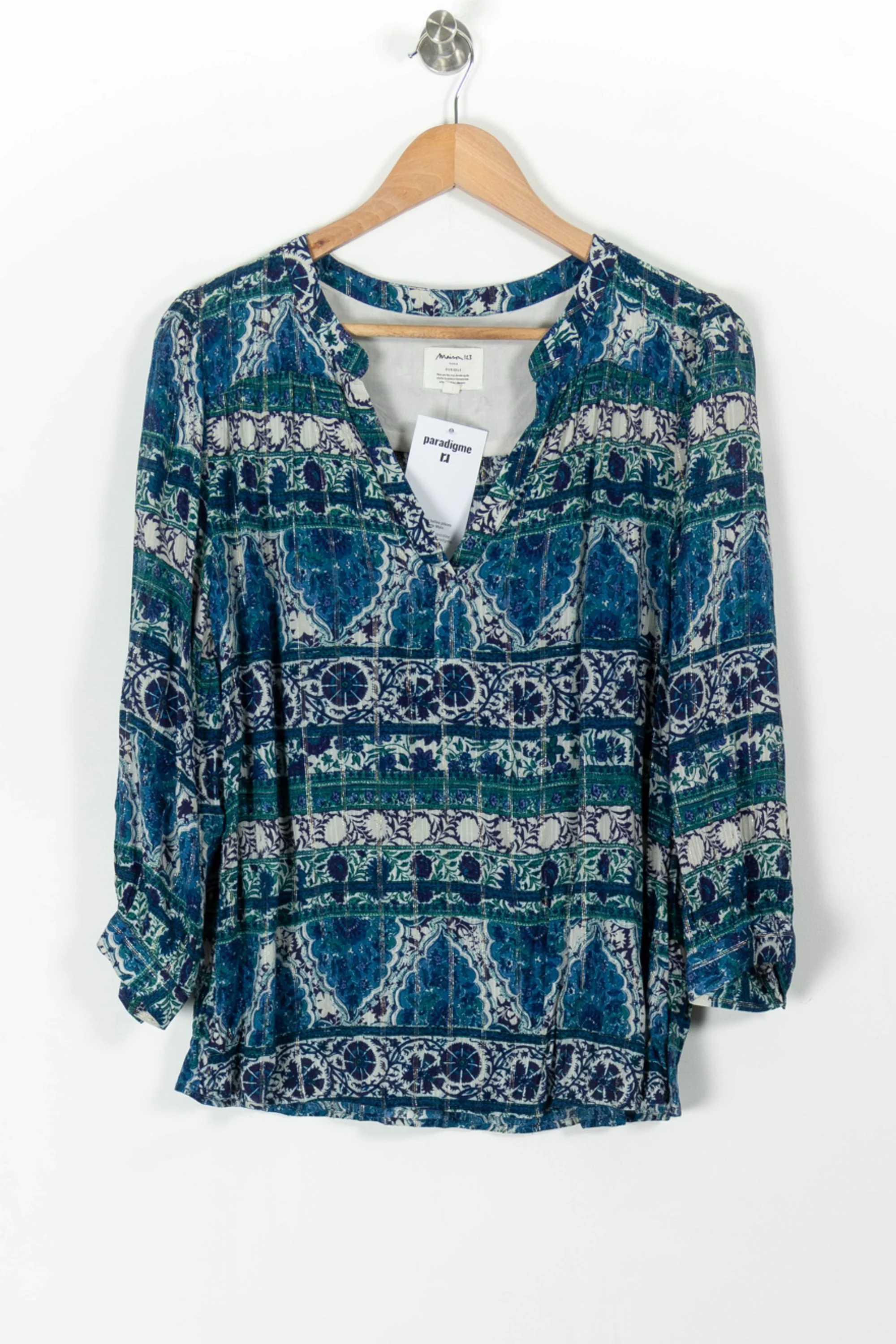 Blouse Bleue et Verte - Taille M/38 - Image 2