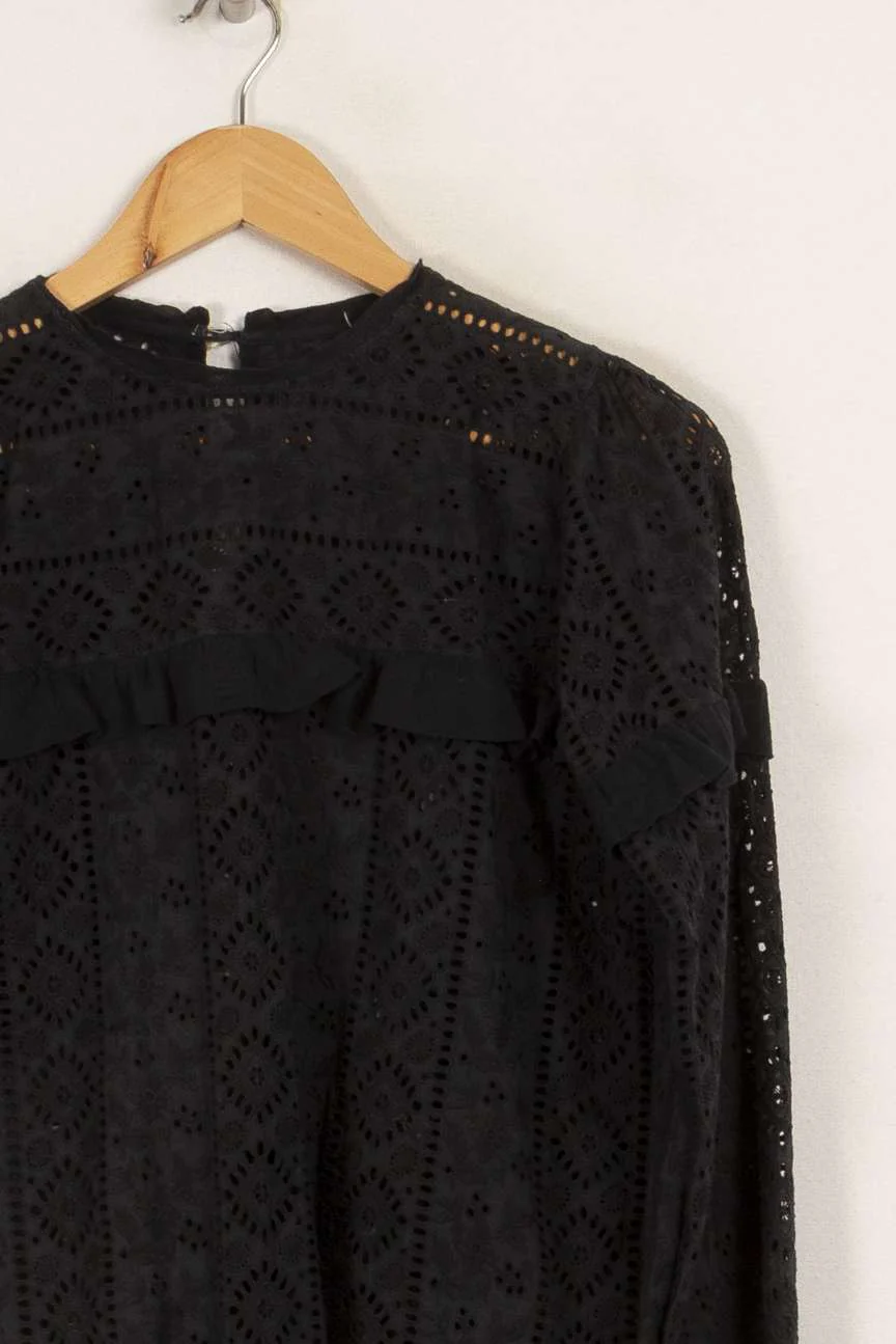 Blouse bleue foncée brodée - Taille S/36 - Image 3