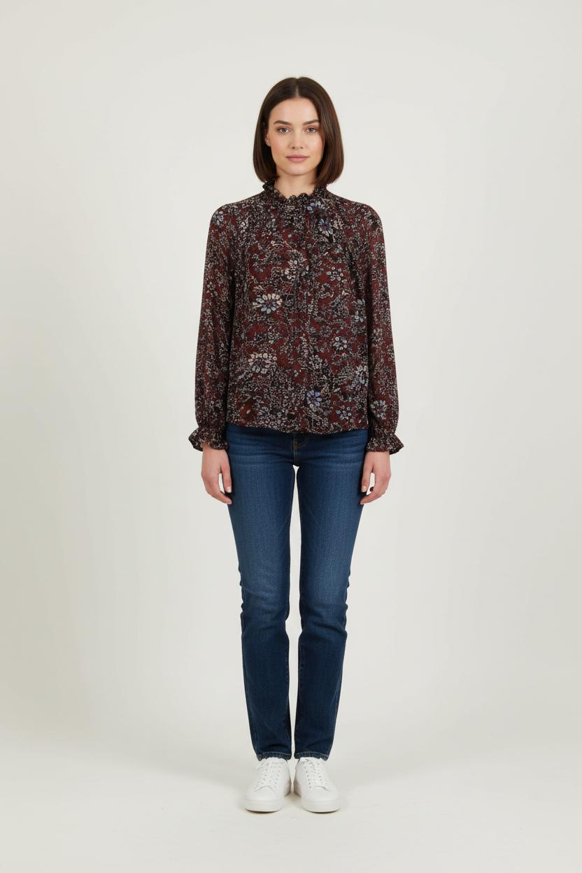 Blouse Bordeaux et Bleu - Taille M/38