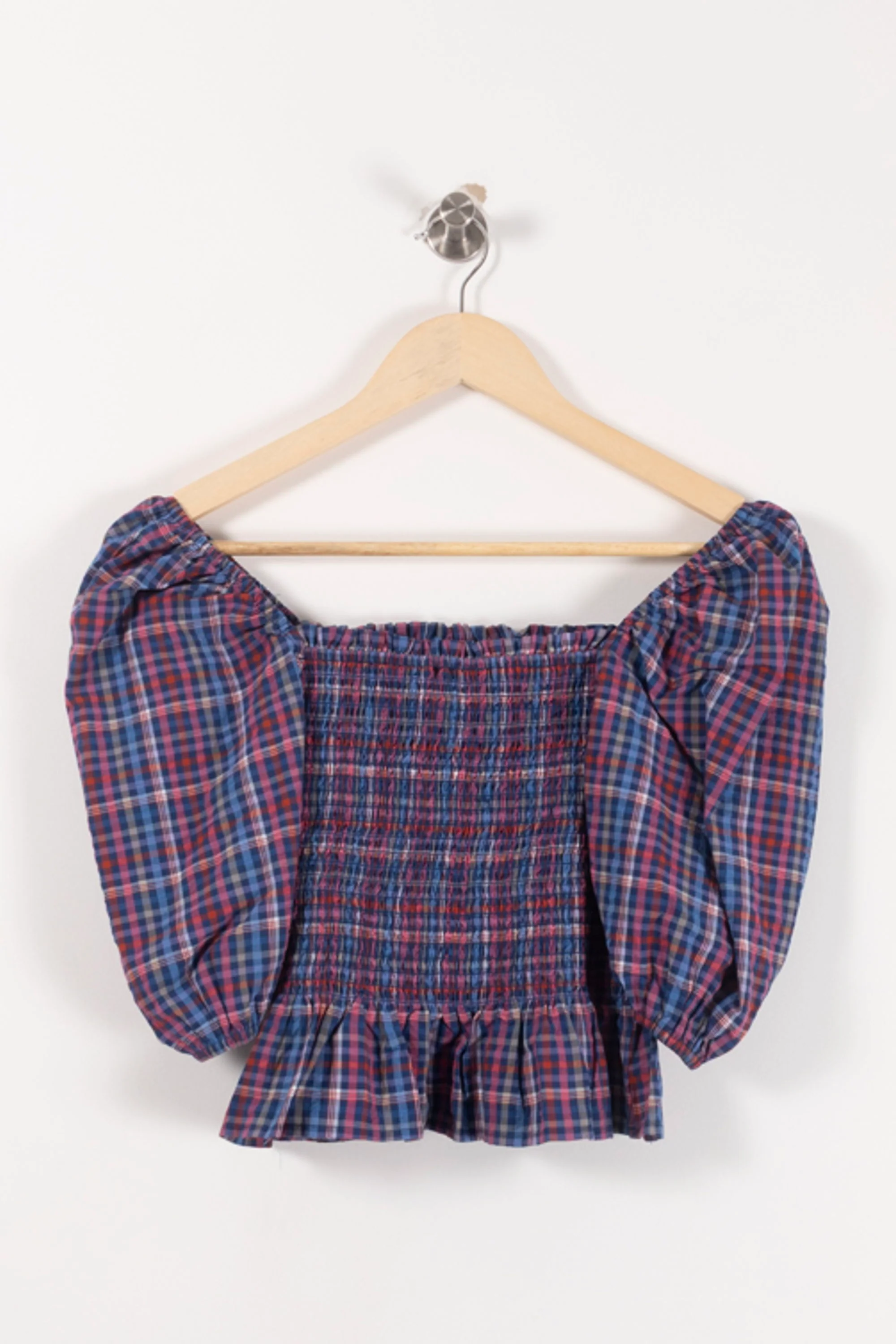 Blouse Carreaux Bleue et Rouge - Taille S/36 - Image 4