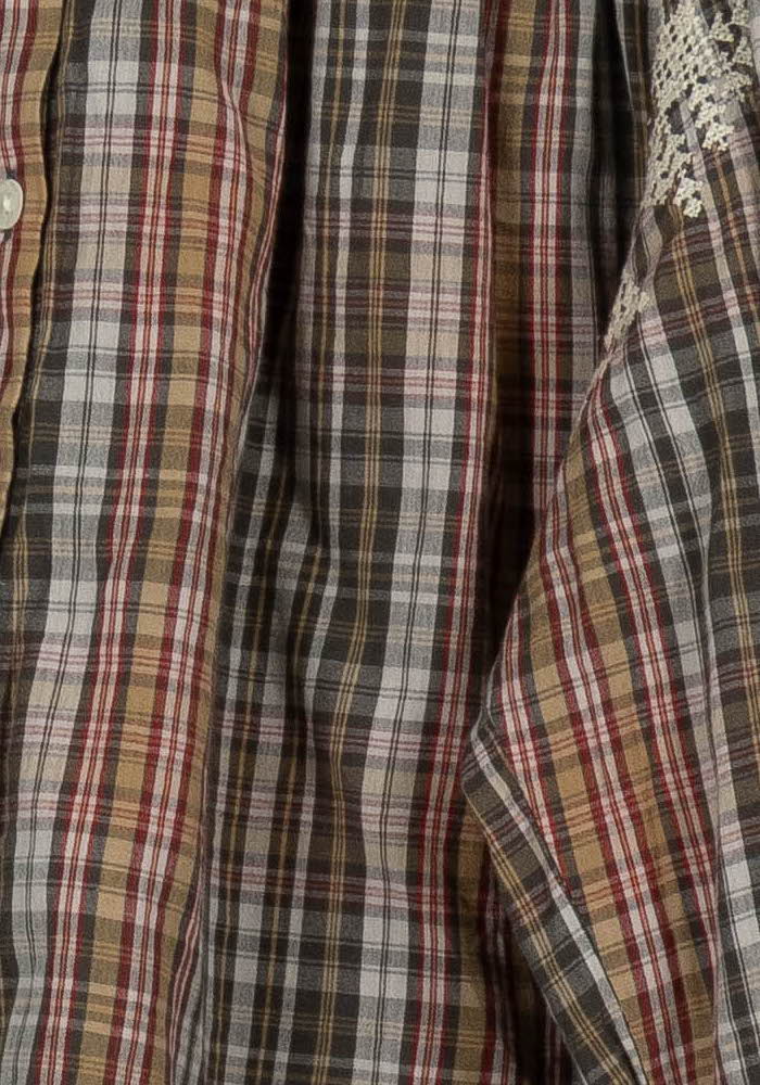 Blouse Carreaux Marron et Beige - Taille XS/34 - Image 3