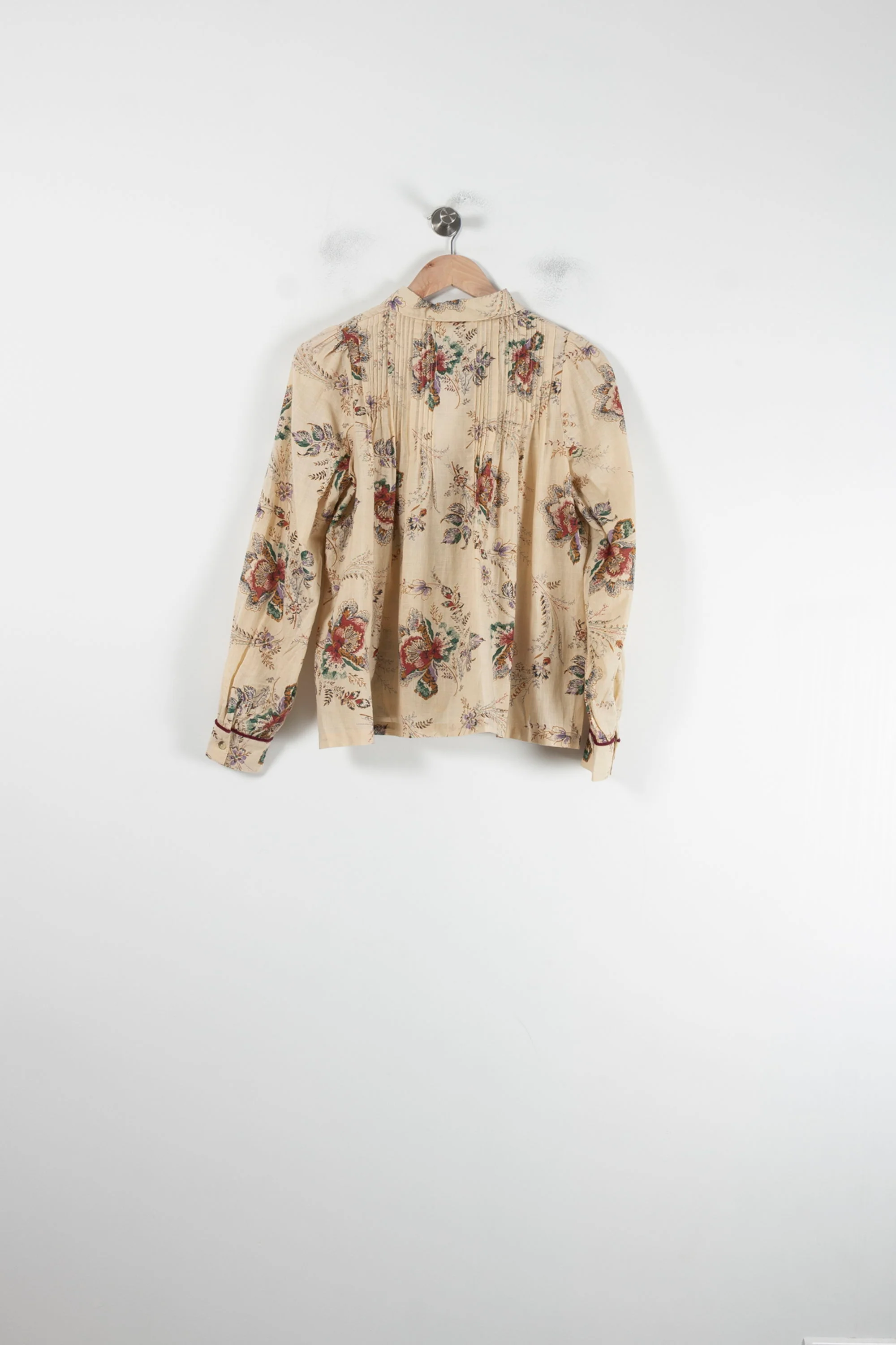 Blouse Fleurie Beige et Rouge - Taille XS/34 - Image 4