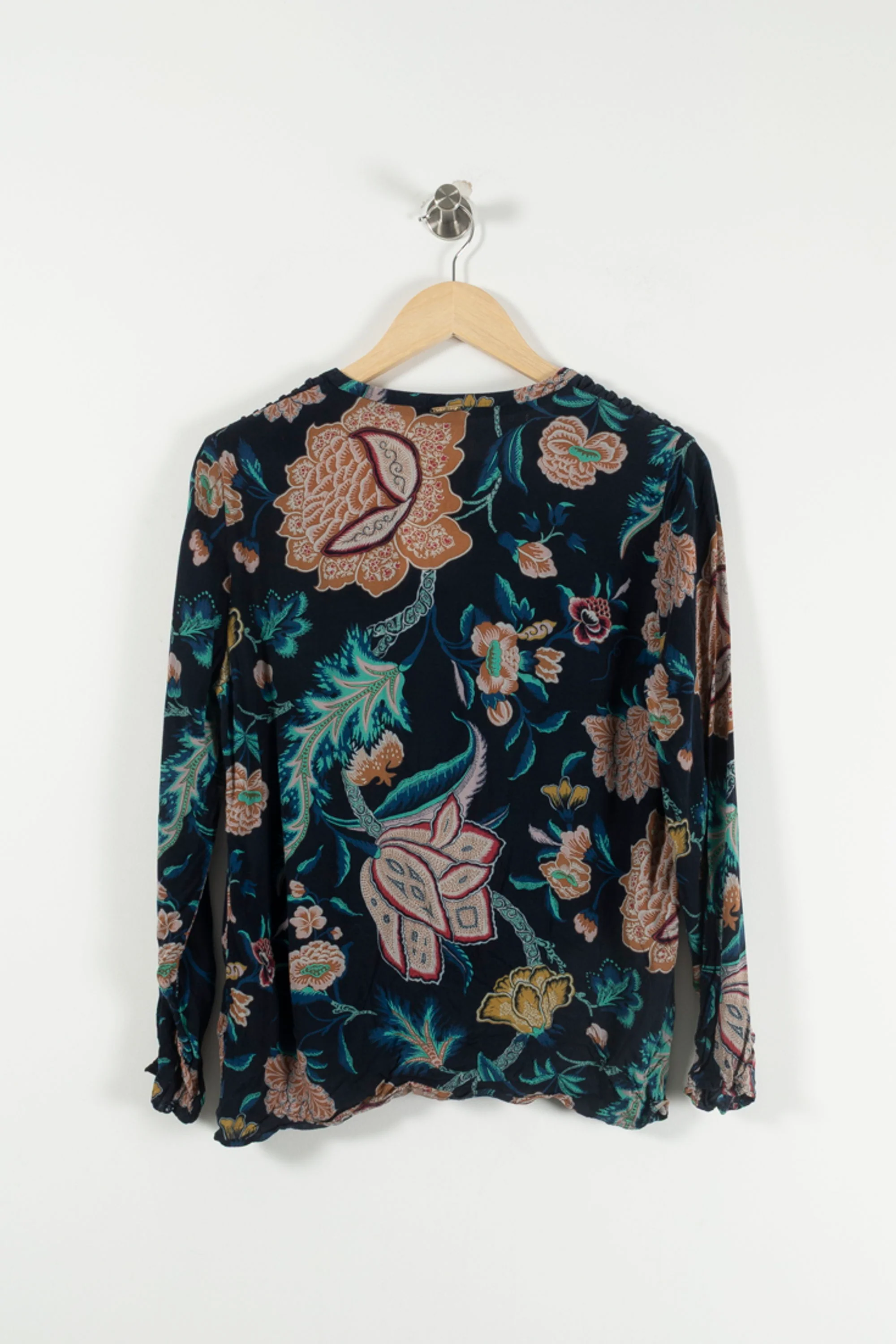 Blouse Fleurie Bleu et Jaune - Taille L/40 - Image 4