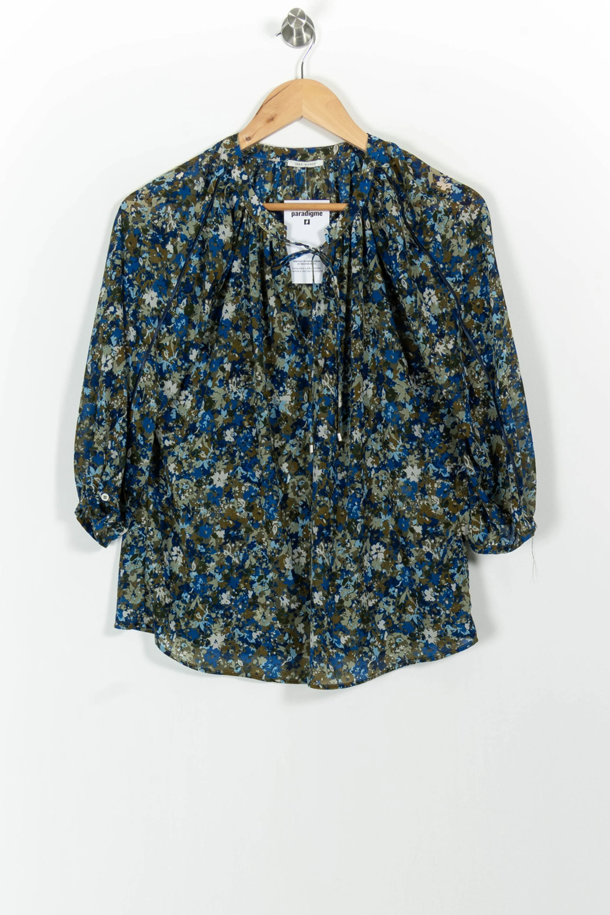 Blouse Fleurie Bleue et Verte - Taille XS/34 - Image 2