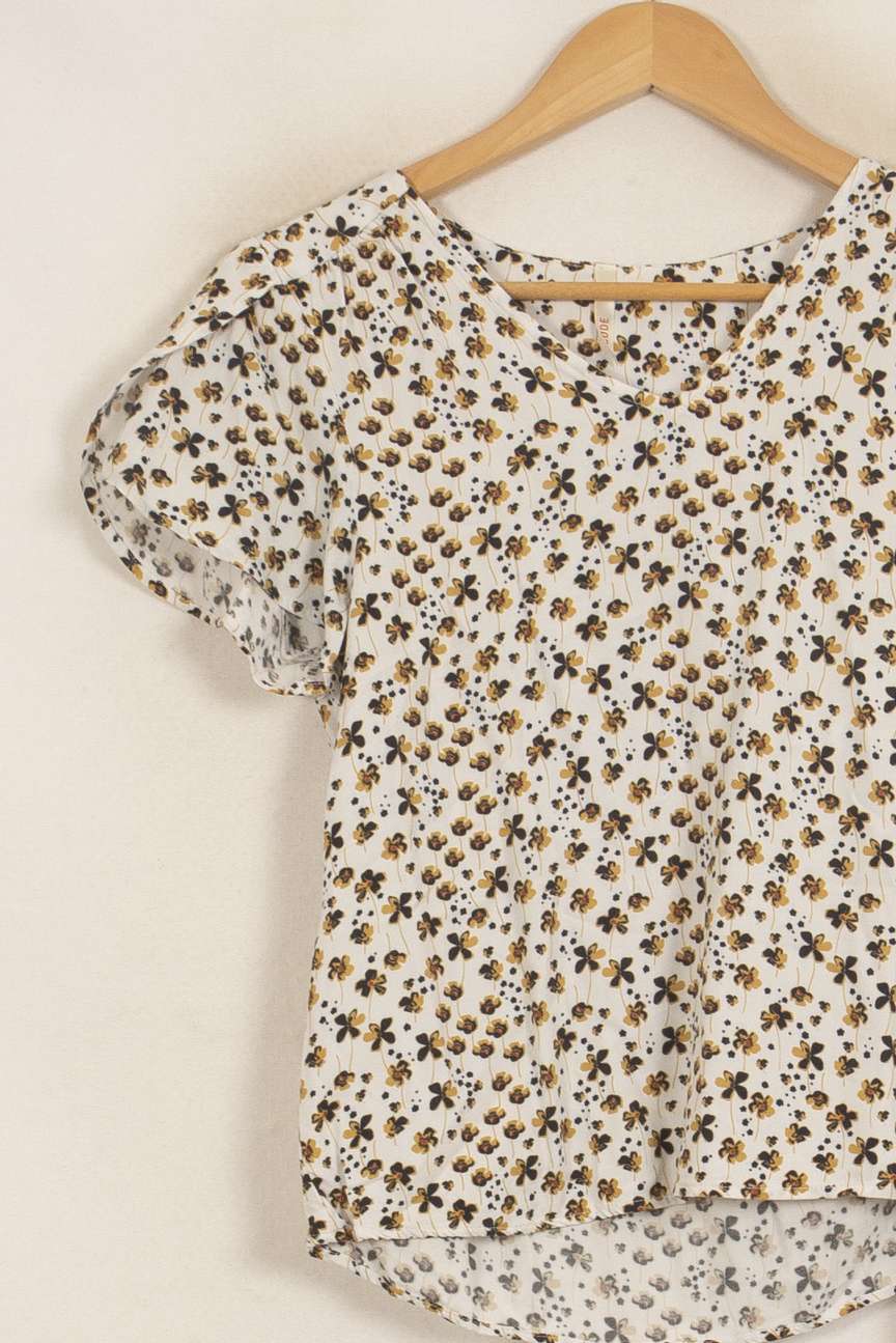Blouse Fleurie Écrue et Marron - Taille XS/34 - Image 3