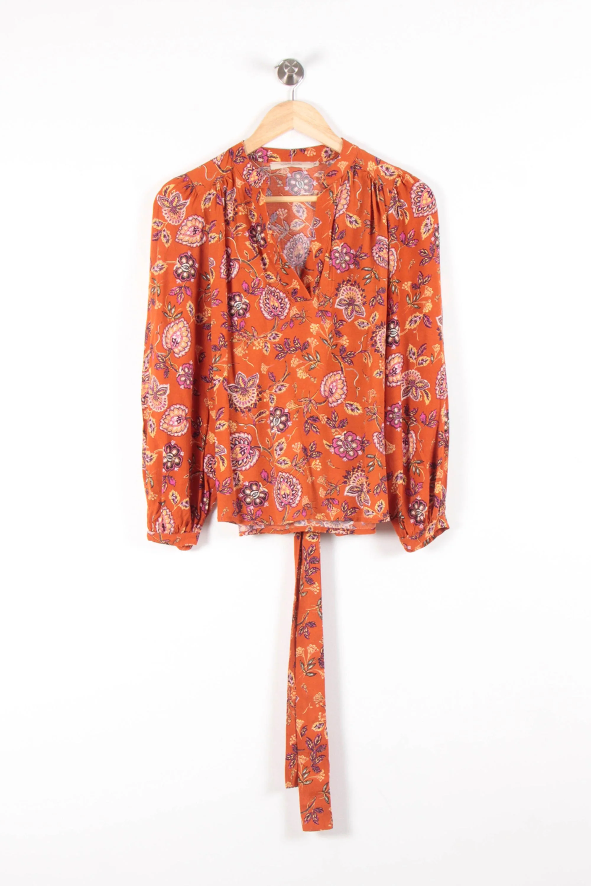 Blouse Fleurie Orange et Rose - Taille XS/34 - Image 2