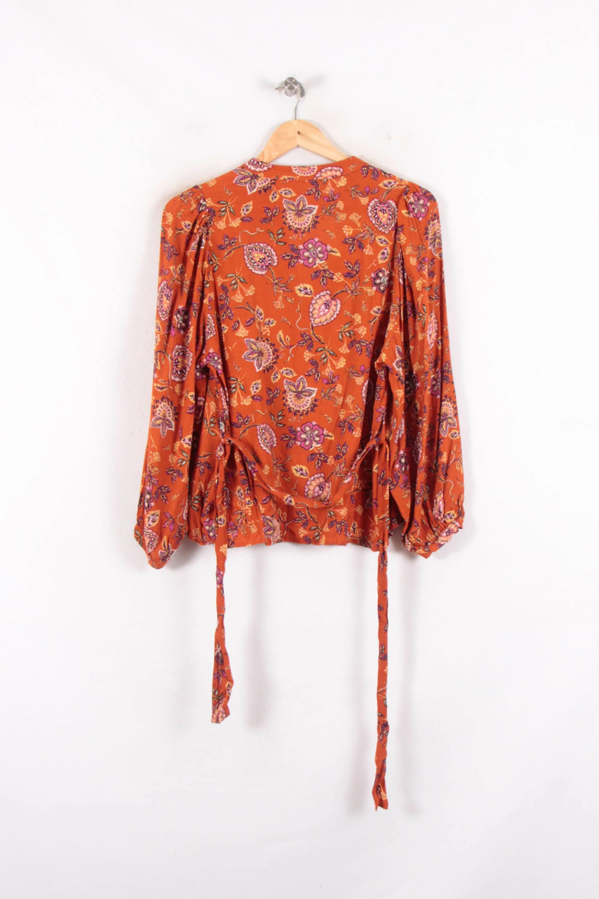 Blouse Fleurie Orange - Taille S/36 - Image 4