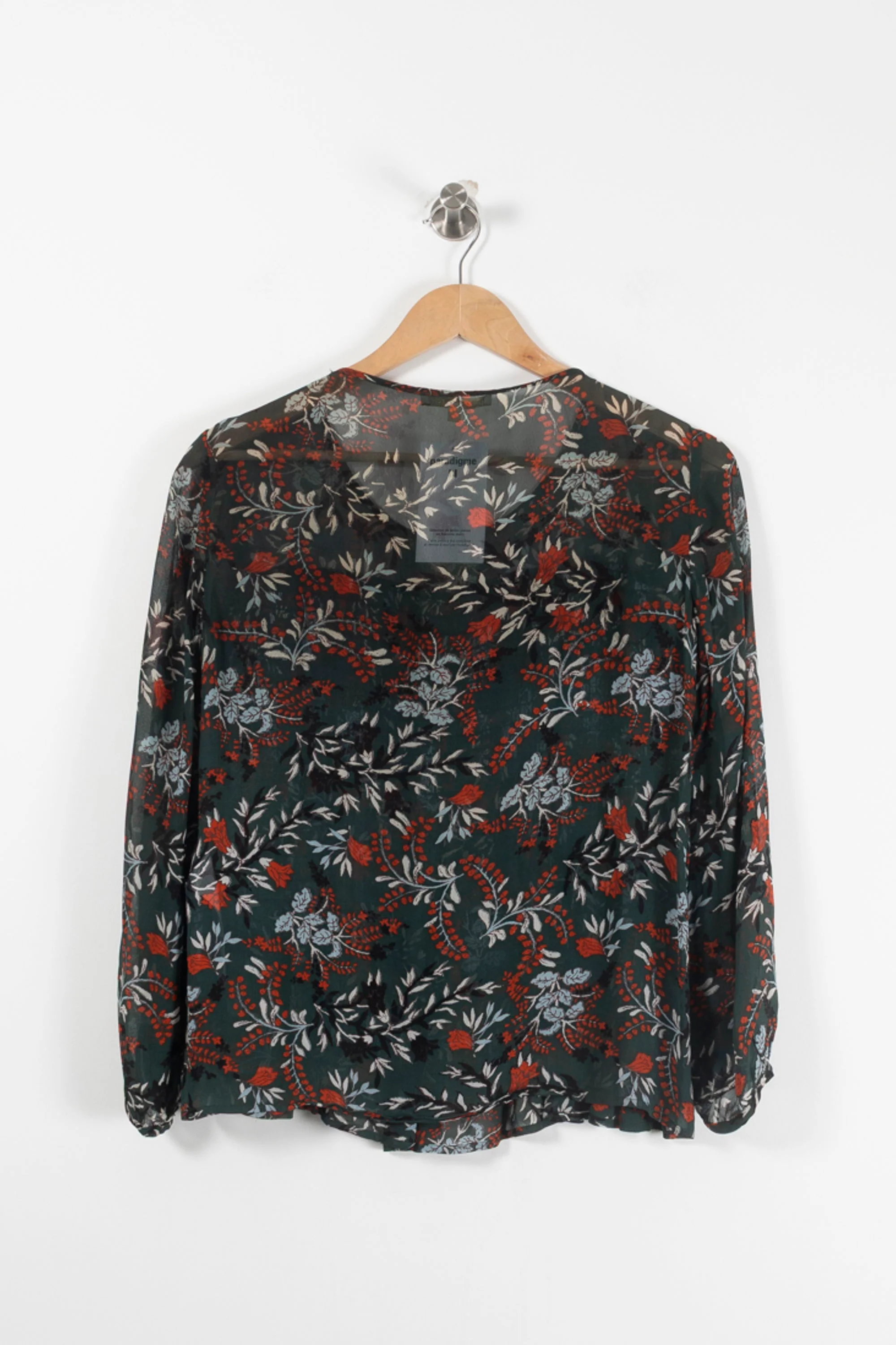 Blouse Fleurie Verte et Rouge - Taille S/36 - Image 4
