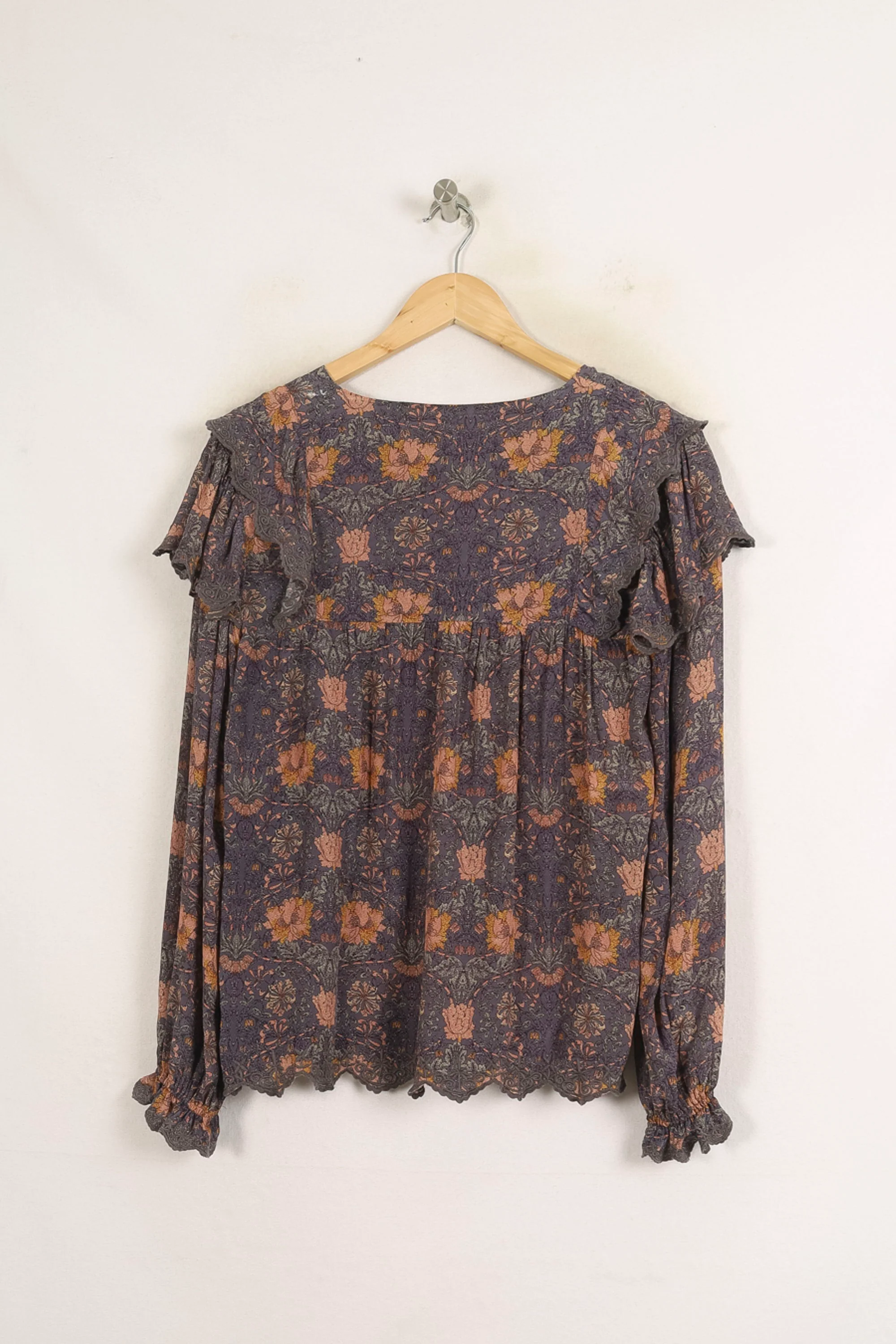 Blouse Fleurie Violette et Orange - Taille XS/34 - Image 4