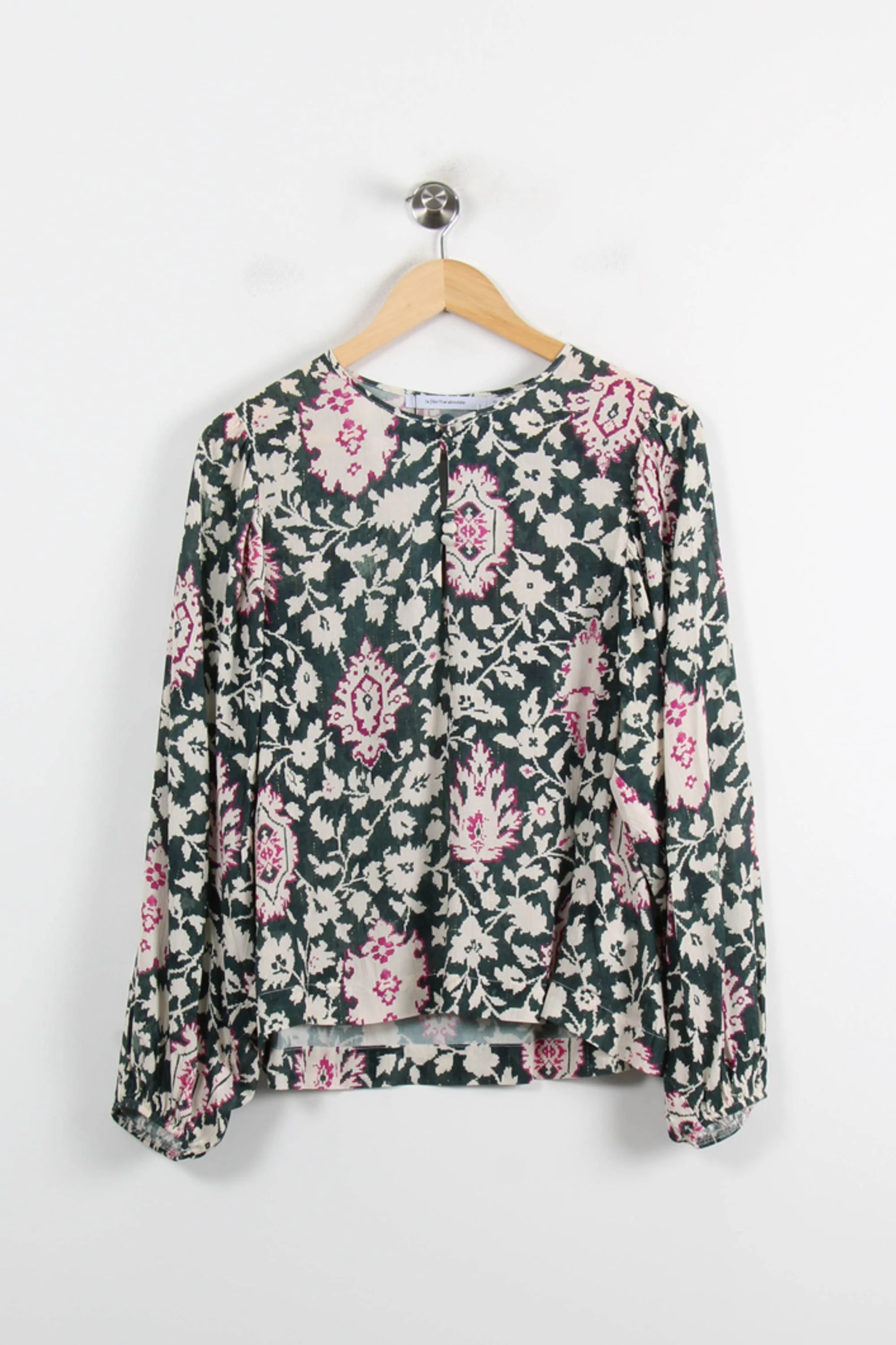 Blouse Imprimée Noir et Rose - Taille L/40 - Image 2