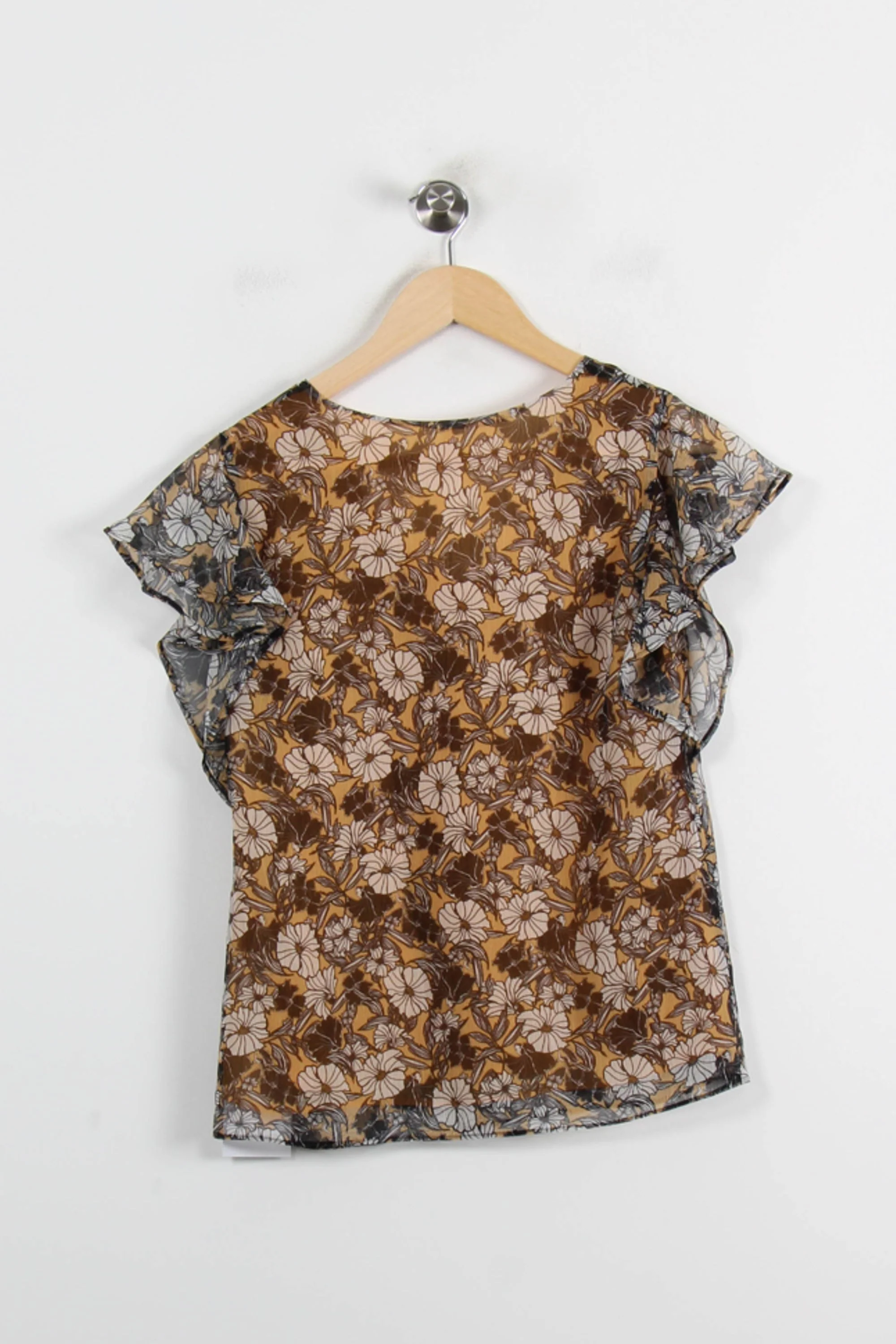 Blouse Jaune et Marron - Taille XS/34 - Image 4
