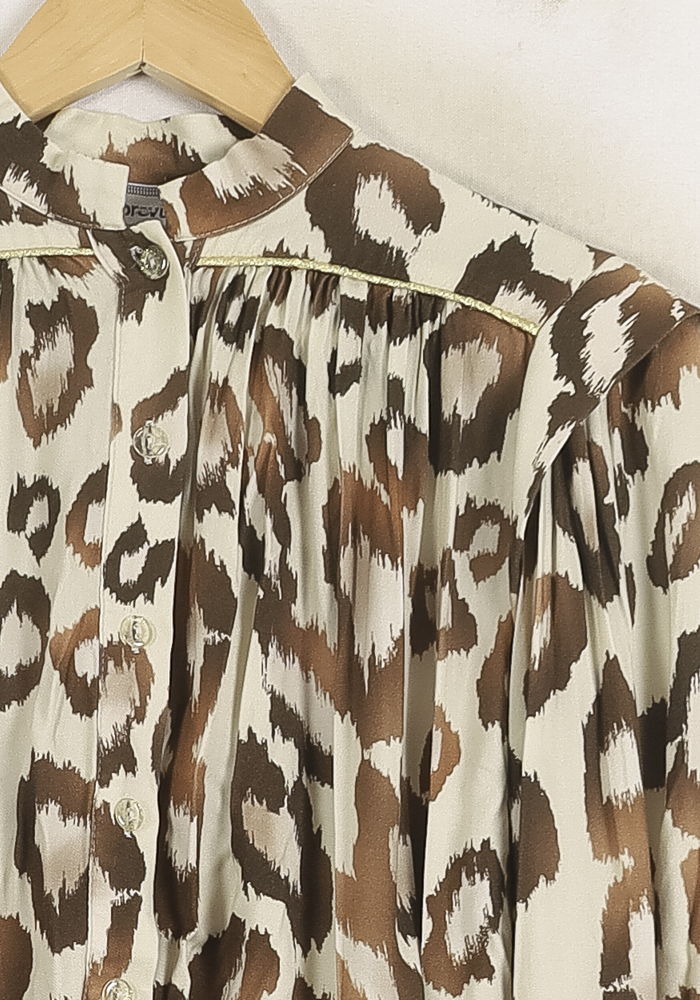Blouse Léopard Beige et Marron - Taille XS/34 - Image 3