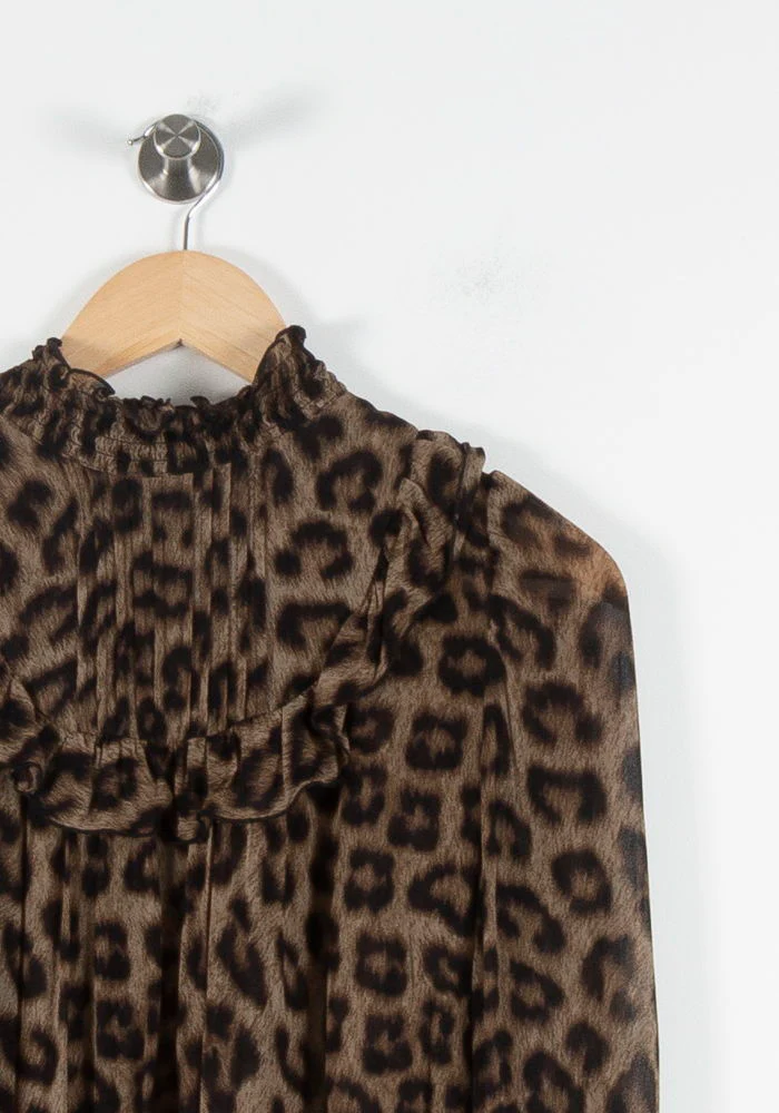 Blouse Léopard Marron et Noir - Taille XS/34 - Image 3