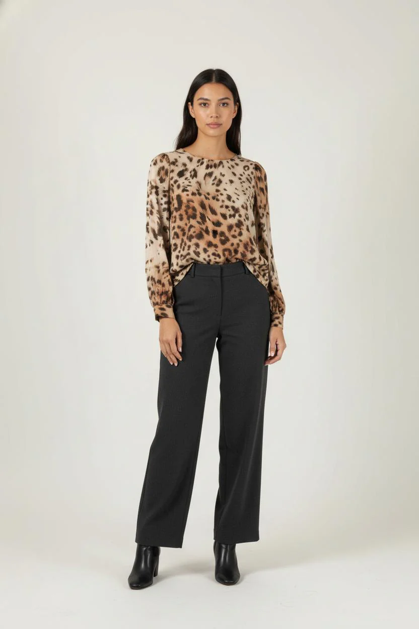 Blouse Marron et Beige - Taille M/38