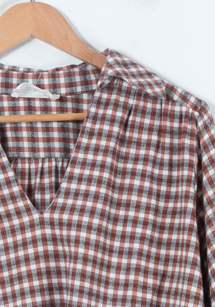 Blouse Marron et Blanche - Taille L/40 - Image 3