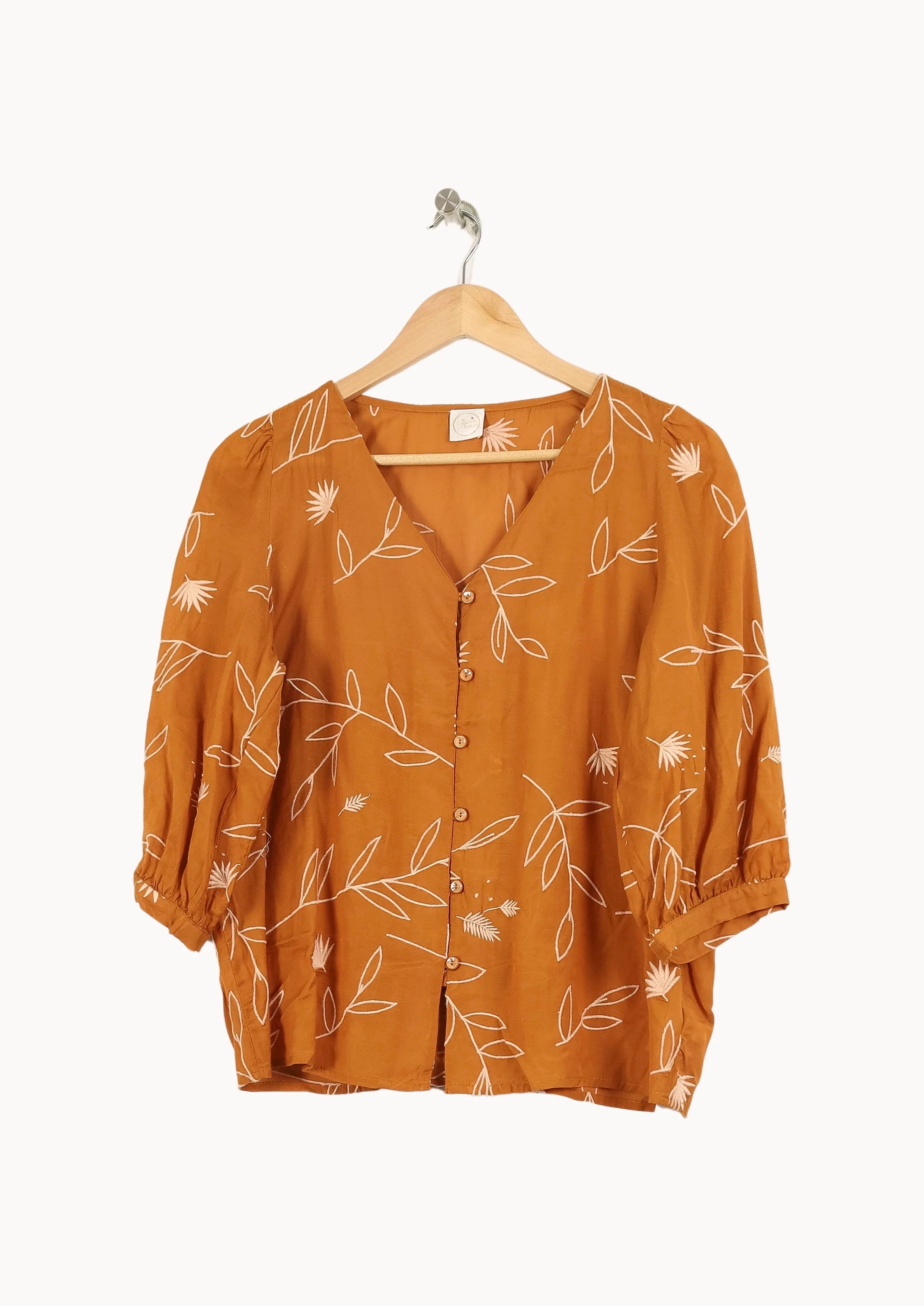 Blouse Marron et Blanche - Taille M/38 - Image 2