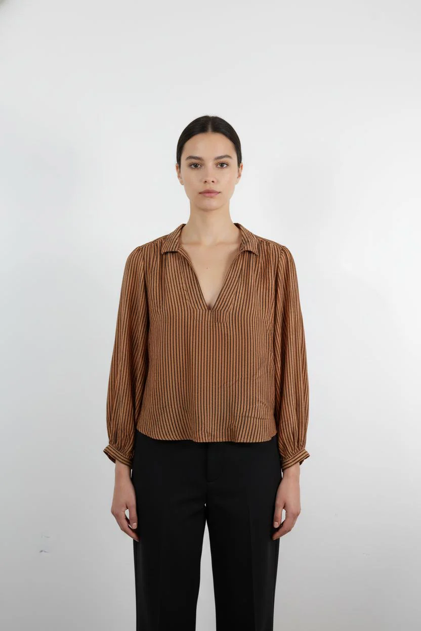 Blouse Marron et Noir - Taille M/38