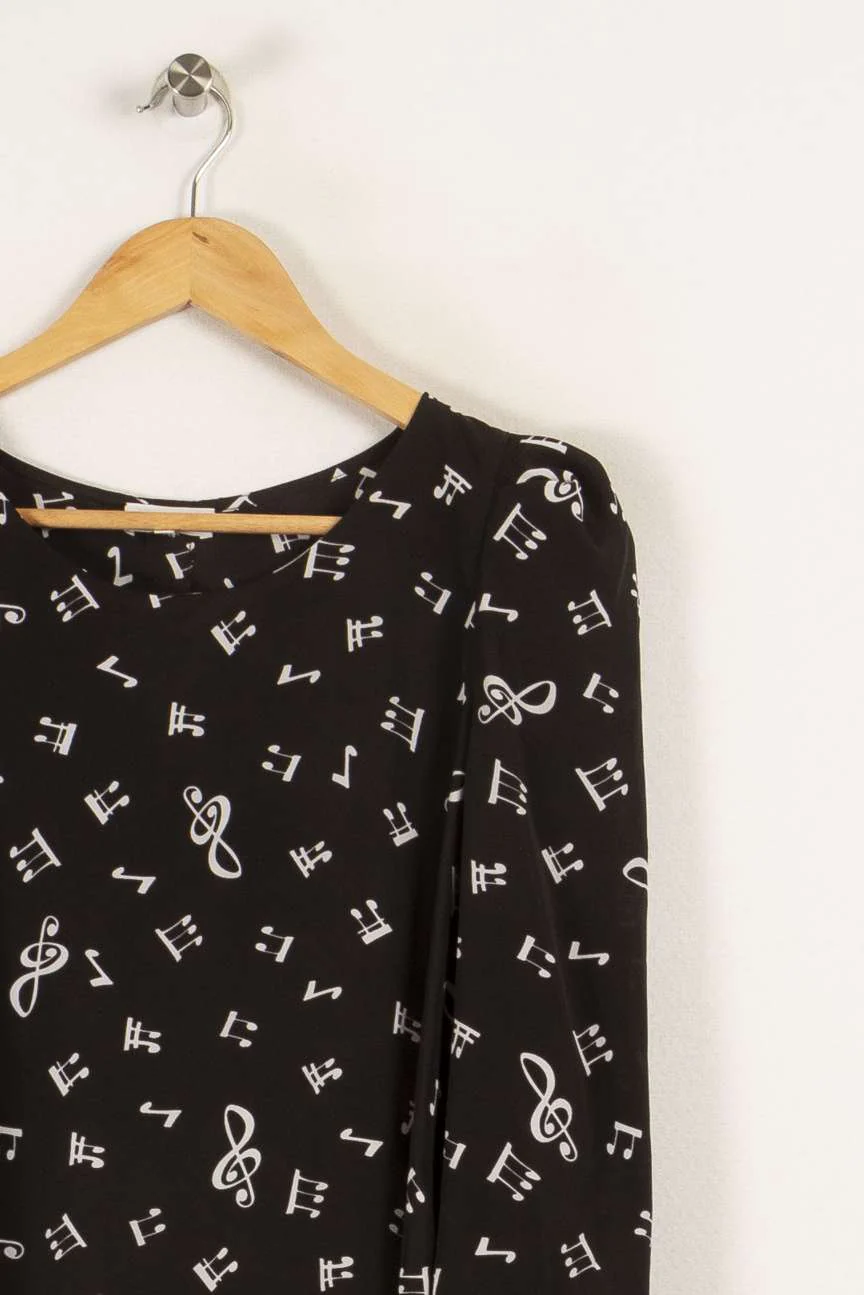 Blouse noire à motifs de notes de musique - Taille M/38 - Image 3