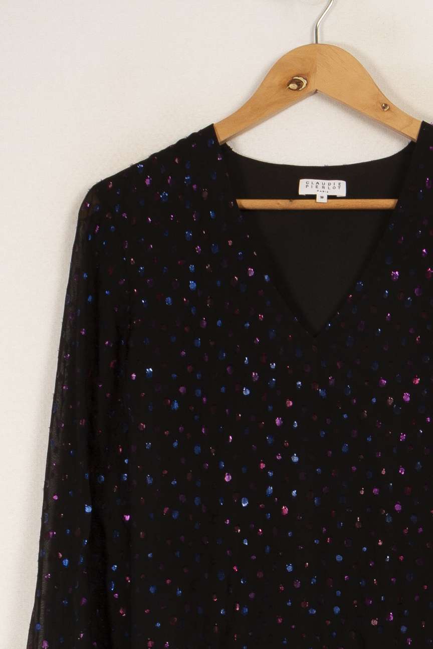 Blouse noire à motifs - Taille M/38 - Image 3