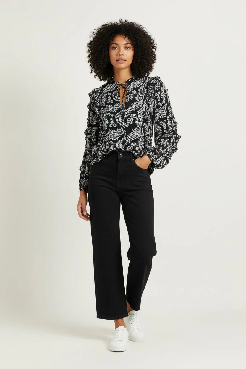 Blouse Noire et Blanche - Taille M/38