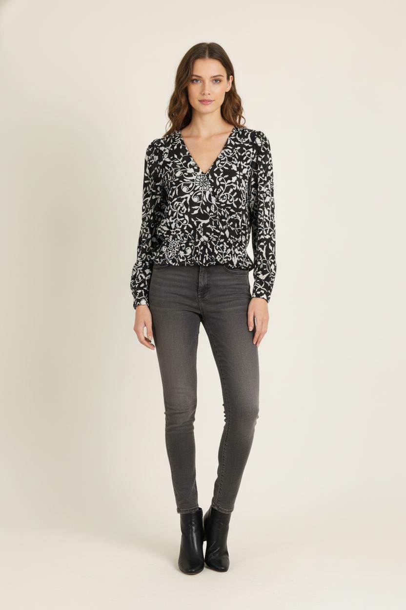 Blouse Noire et Blanche - Taille S/36