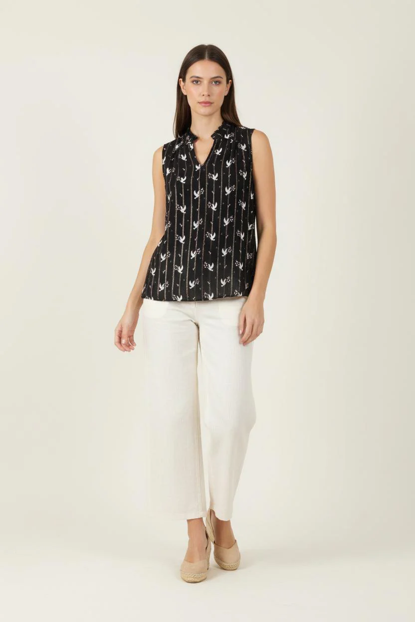 Blouse Noire et Blanche - Taille S/36