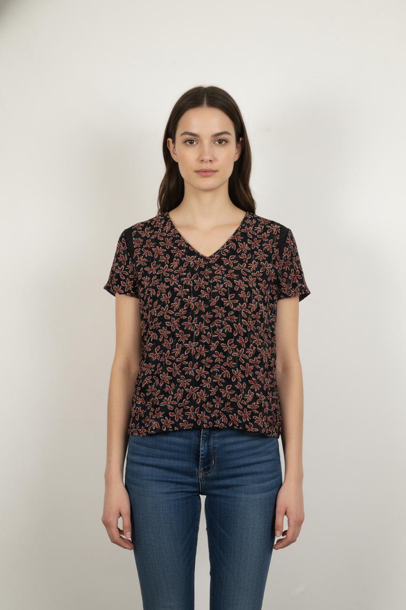 Blouse Noire et Rouge - Taille XL/42