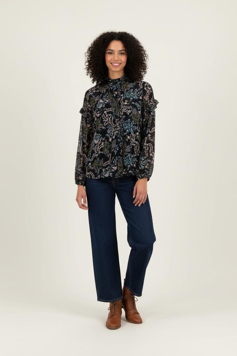 Blouse Noire et Verte - Taille XS/34