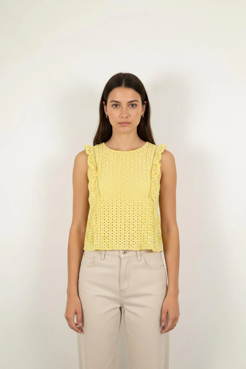 Blouse Sans Manches Jaune - Taille M/38