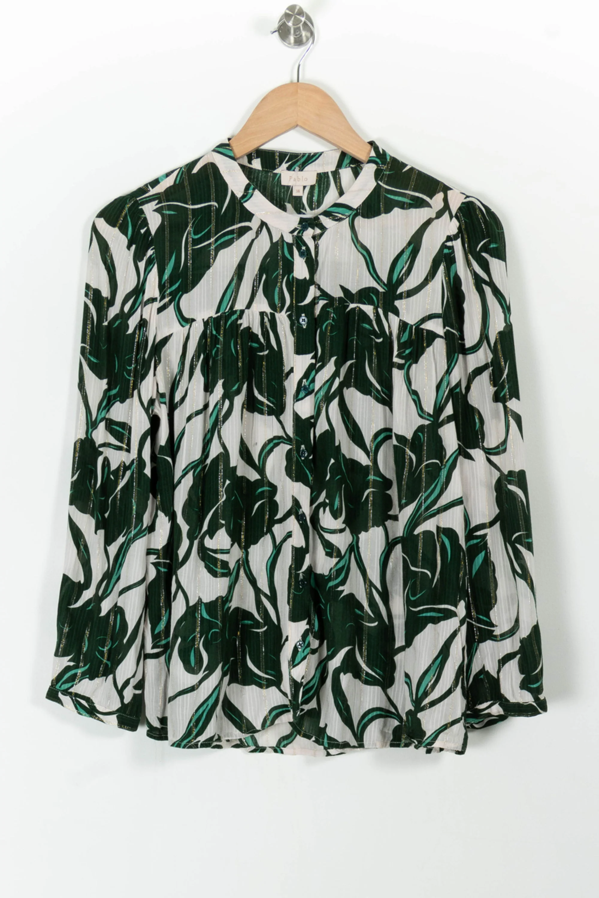 Blouse Verte et Blanche - Taille M/38 - Image 2