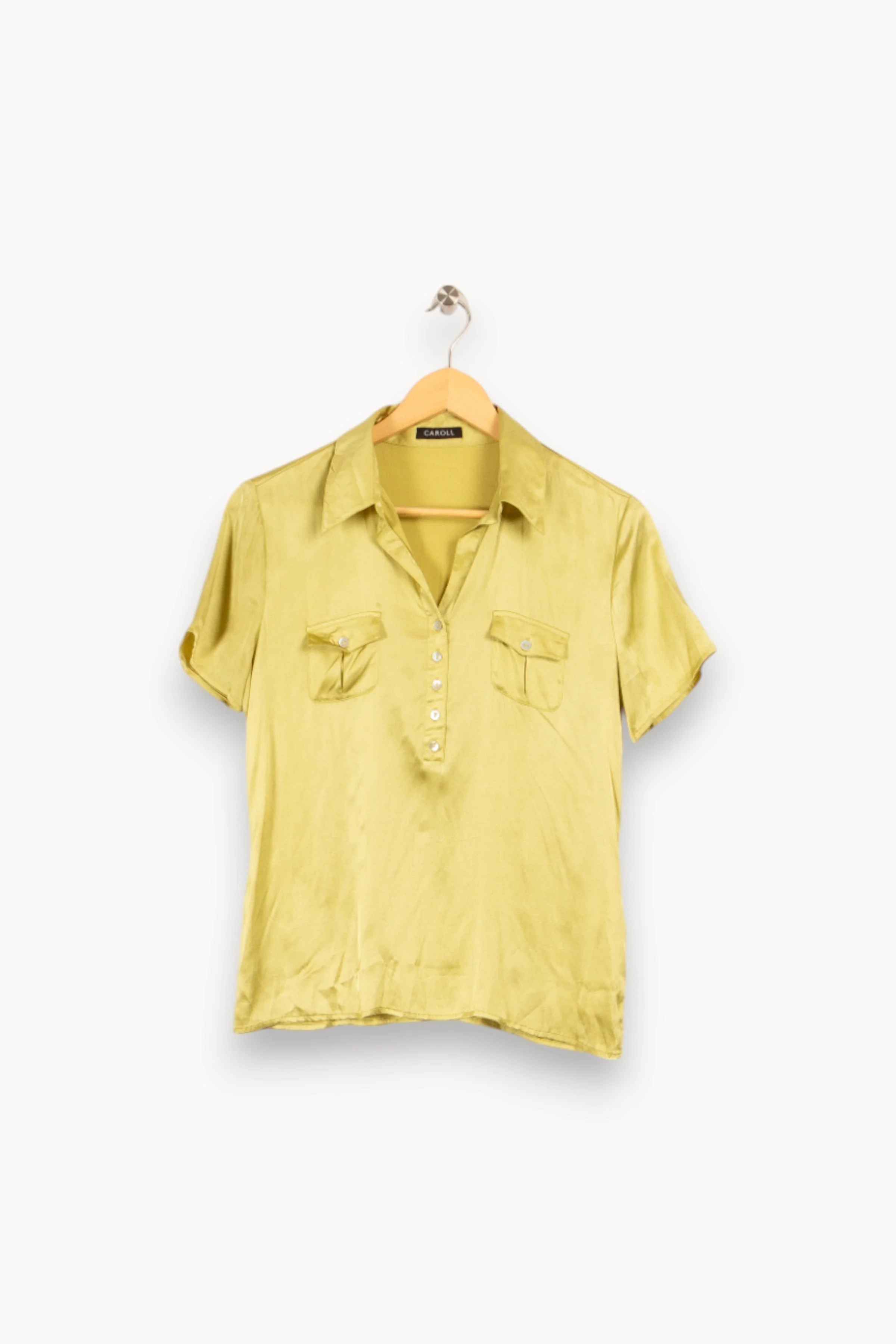 Blouse verte satinée - Taille L/40 - Image 2