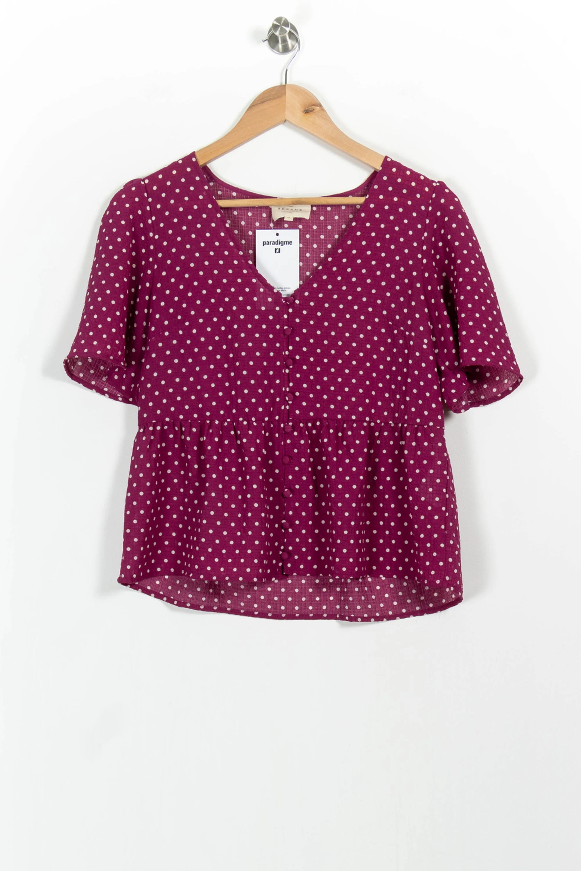 Blouse Violette à Pois Blancs - Taille XS/34 - Image 2