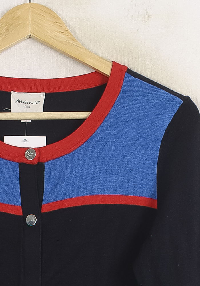 Cardigan Bleu et Rouge - Taille S/36 - Image 3
