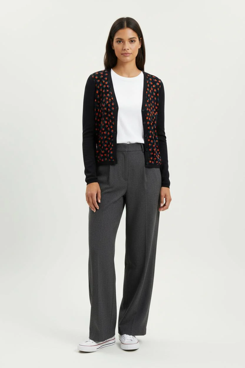 Cardigan Noir et Rouge - Taille M/38