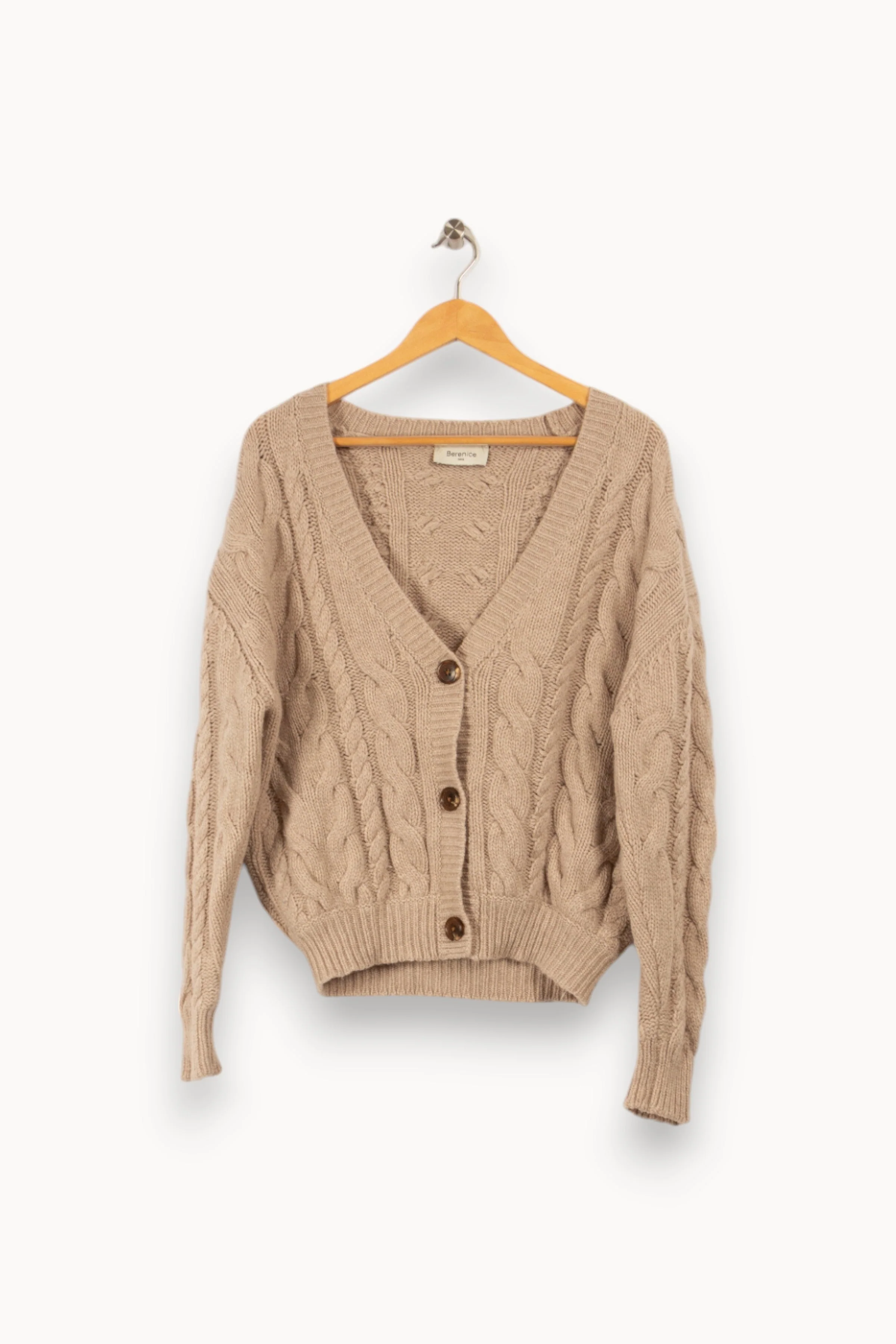 Cardigan torsadé beige - Taille S/36 - Image 2